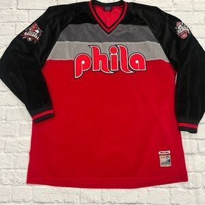 Vintage Delf Mens Size 3XL Phila Baggy Oversized Streetwear Velour Pullover Y2K